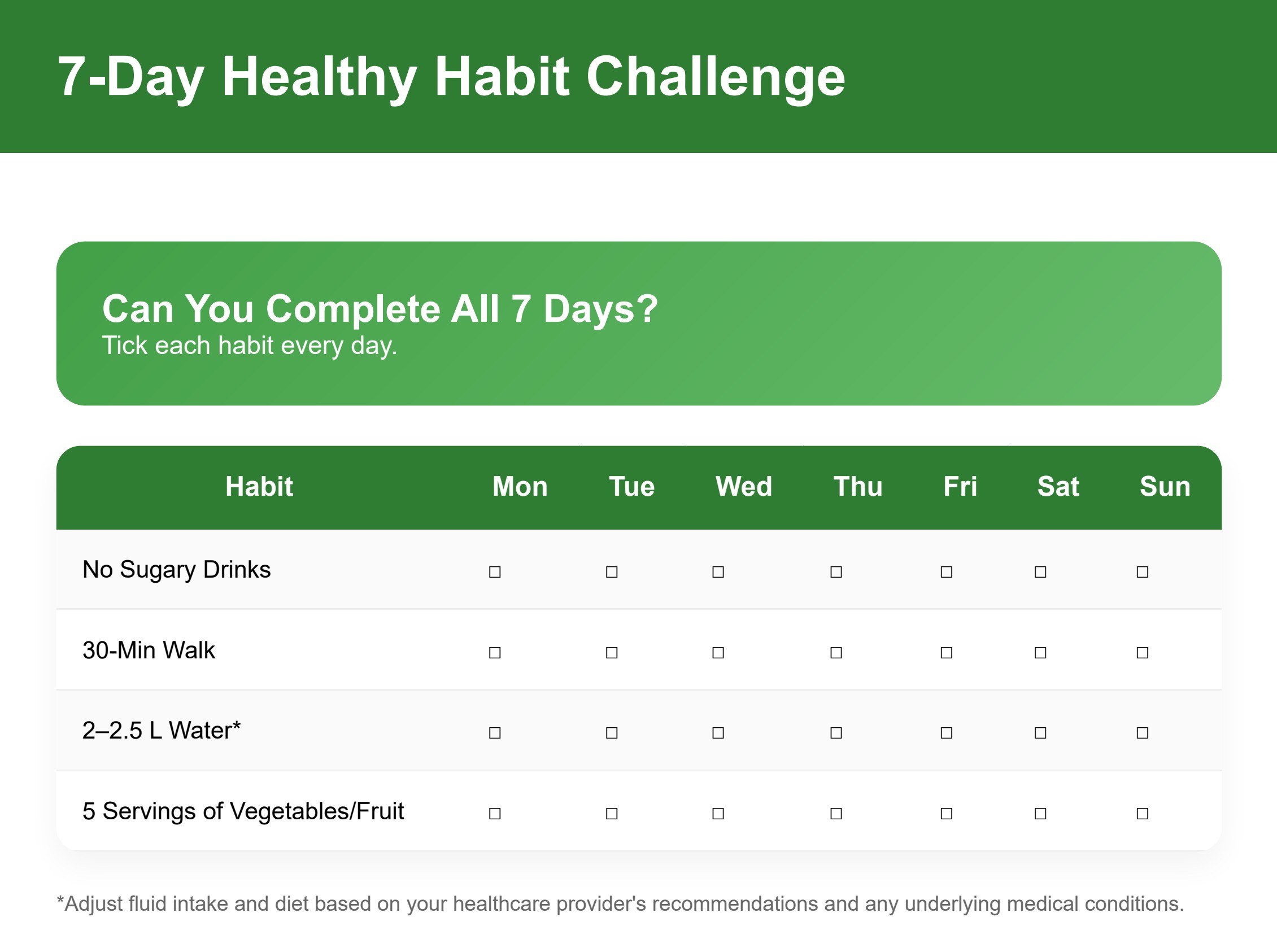 Sample page: 7-Day Healthy Habit Challenge